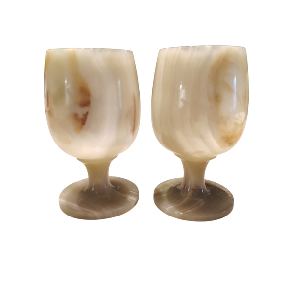 Other - Vintage 1970s Onyx Marble Goblets Set Of 2